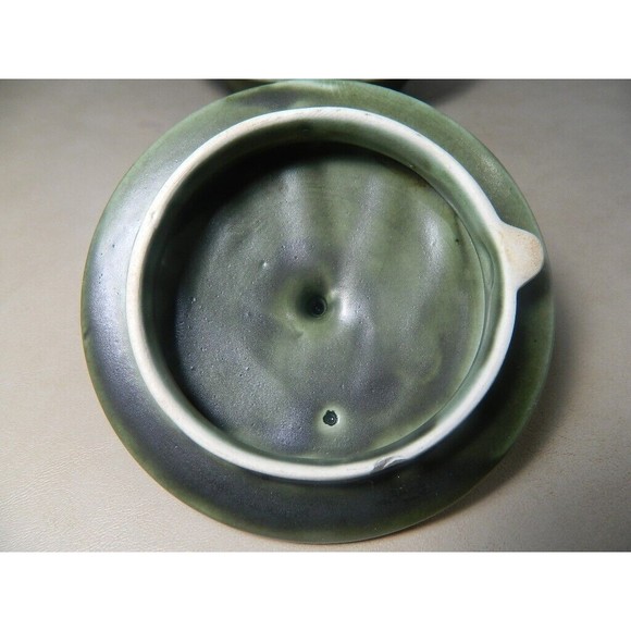 Lily Pad Teapot w/ Bamboo Handle Green Stoneware Japan Chip o Bottom of Lid - Picture 8 of 9